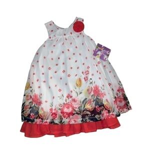 FLORAL dress. Blueberi Boulevard. Red. 4T. NWT